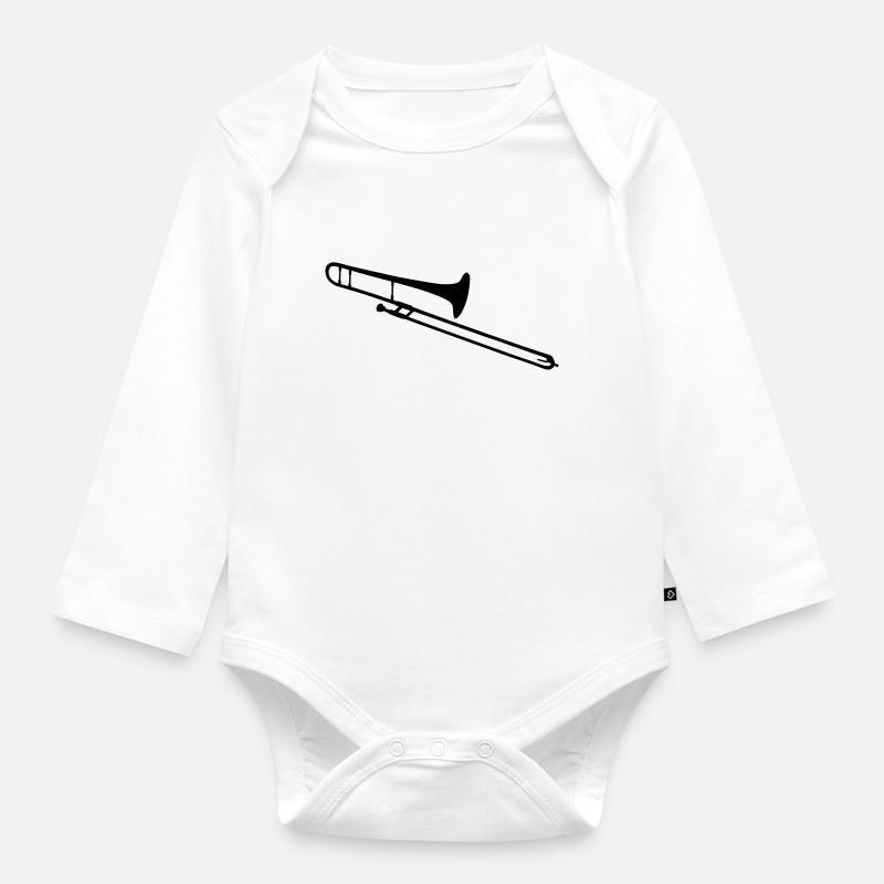 Trombone - Body Bébé bio manches longues - blanc