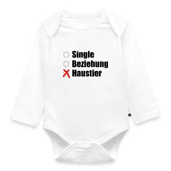 Single / Beziehung / Haustier - Baby Bio-Langarm-Body - Weiß - Vorne