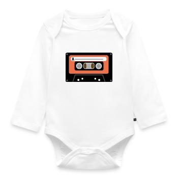 Cassette (orange)! Gift idea! - Organic Longsleeve Baby Bodysuit - white - Front