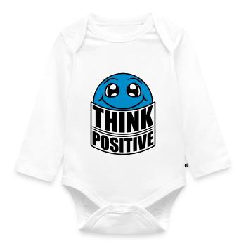 Think Think Cool Think Positive Stay Positive - Organic Longsleeve Baby Bodysuit - white - Front