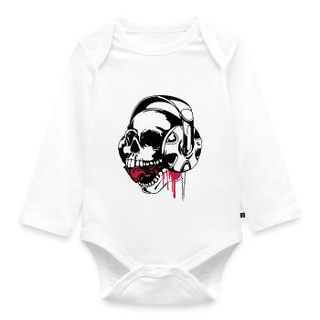 skull music vect by dk - Organic Longsleeve Baby Bodysuit - white - Front