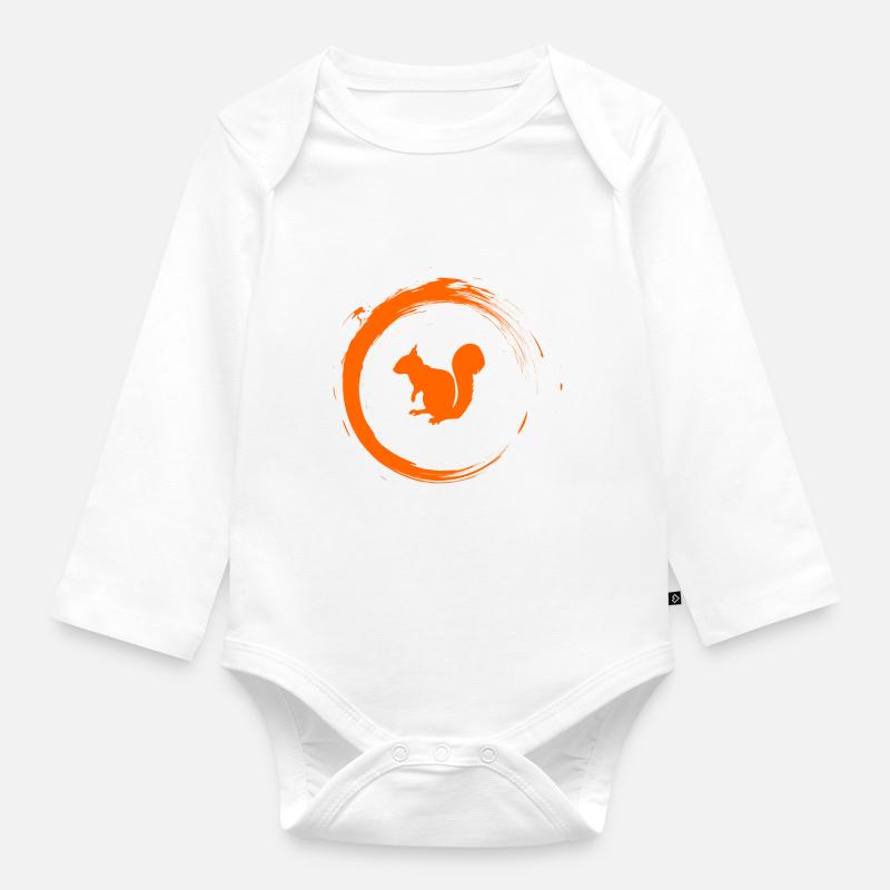 écureuil - Body Bébé bio manches longues - blanc