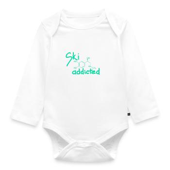 Ski. Ski addicted. To ski. Skiing. Adrenaline. - Organic Longsleeve Baby Bodysuit - white - Front