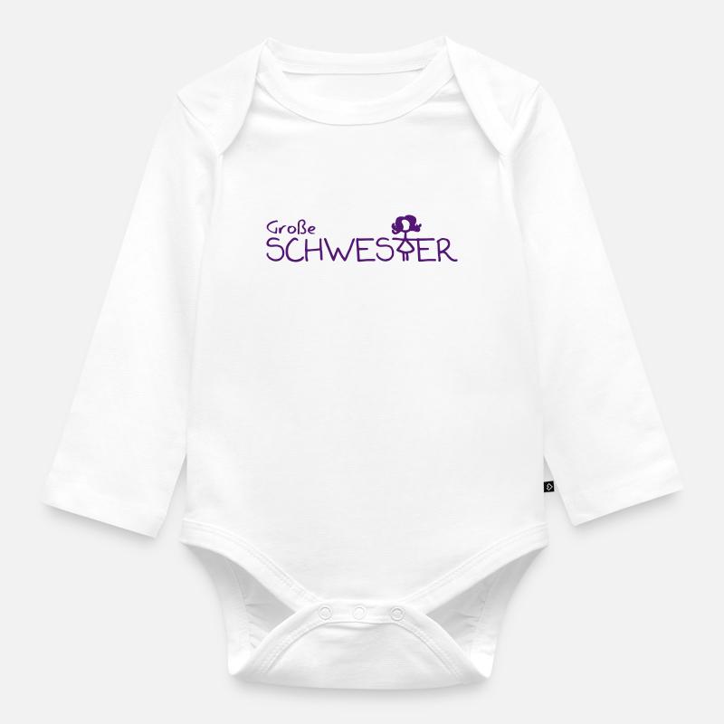 Große Schwester - Baby Bio-Langarm-Body - Weiß