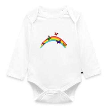 Butterfly rainbow - Organic Longsleeve Baby Bodysuit - white - Front