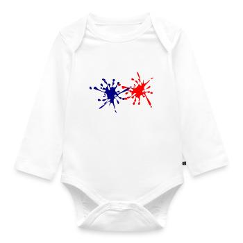 Blue White Red - Fireworks - Organic Longsleeve Baby Bodysuit - white - Front