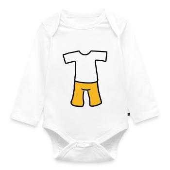 t shirt top clothing trousers donning shorts short - Organic Longsleeve Baby Bodysuit - white - Front