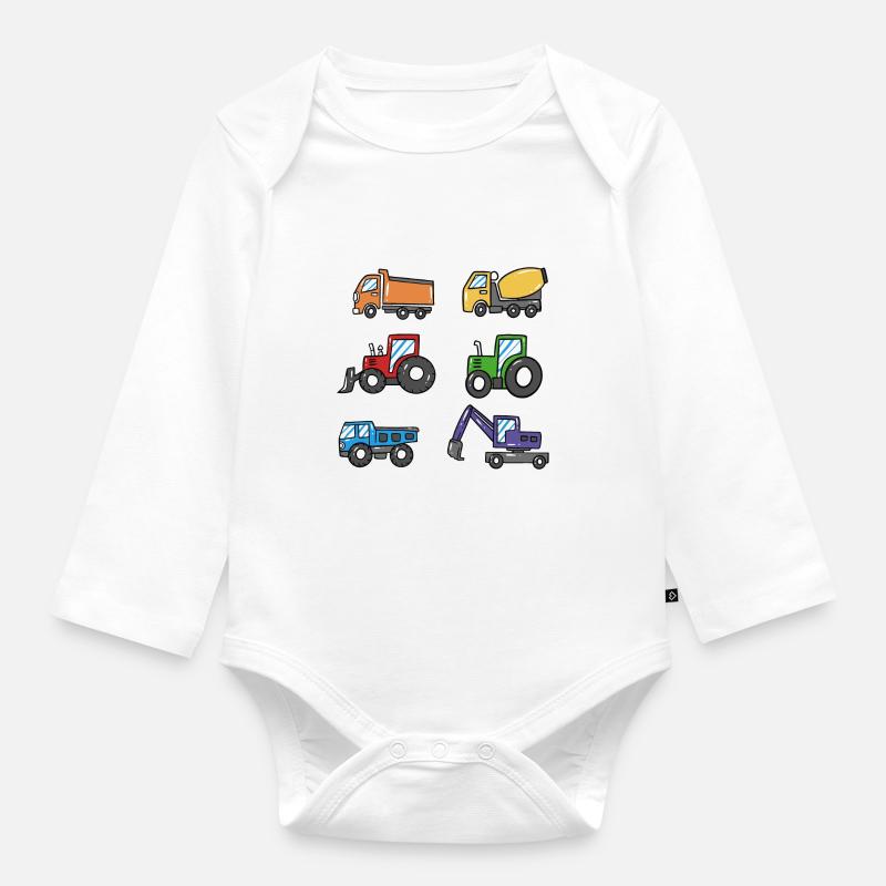 Chantier de construction de l’engin de construction Enfants - Body Bébé bio manches longues - blanc