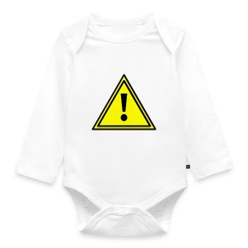 Warning triangle error warning triangle warning sign yellow - Organic Longsleeve Baby Bodysuit - white - Front