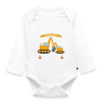 Je serai grand frère bébé digger frères drôle - Body Bébé bio manches longues - blanc - Devant