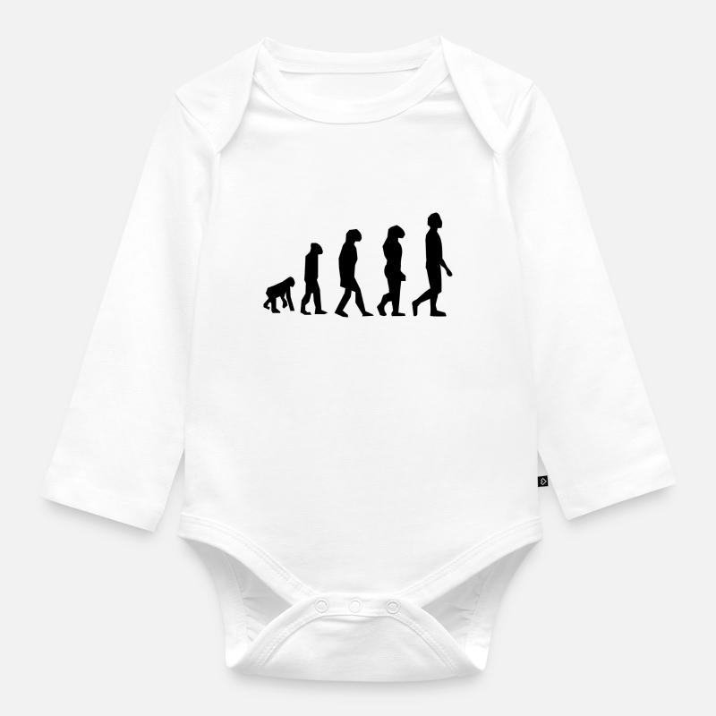 Evolution des Menschen - Baby Bio-Langarm-Body - Weiß