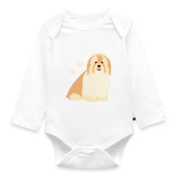 Heureux, chien bichon havanais - Body Bébé bio manches longues - blanc - Devant