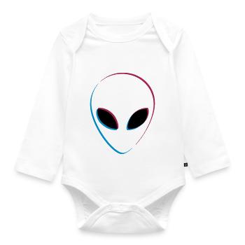 3D Effekt Alien - Baby Bio-Langarm-Body - Weiß - Vorne