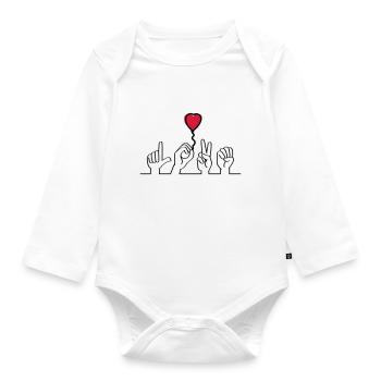 Slogan love - love. I love you, in love - Organic Longsleeve Baby Bodysuit - white - Front