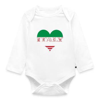 Italie, Italy, Italia, I Love Italy - Body Bébé bio manches longues - blanc - Devant