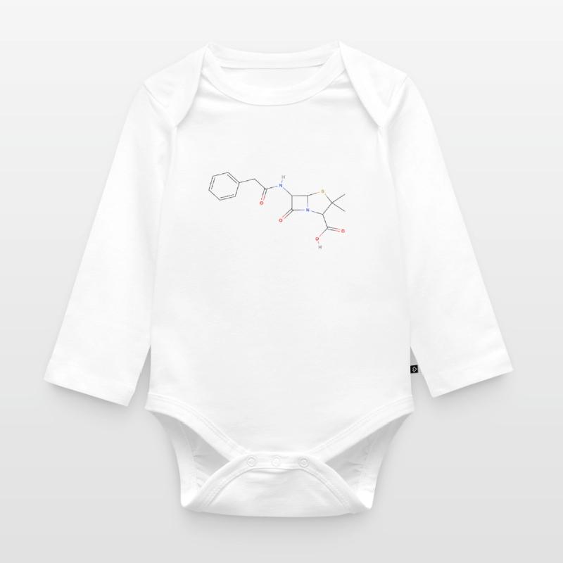 Penicillin Molecule - Colored Structural Formula Organic Longsleeve Baby Bodysuit