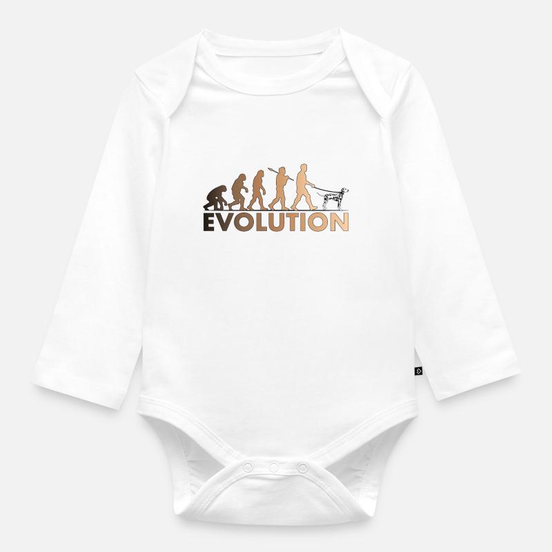 Dalmatiner Evolution Brown - Baby Bio-Langarm-Body - Weiß