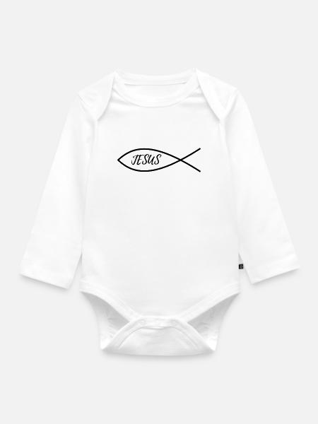 Jesus - Baby Bio-Langarm-Body - Weiß