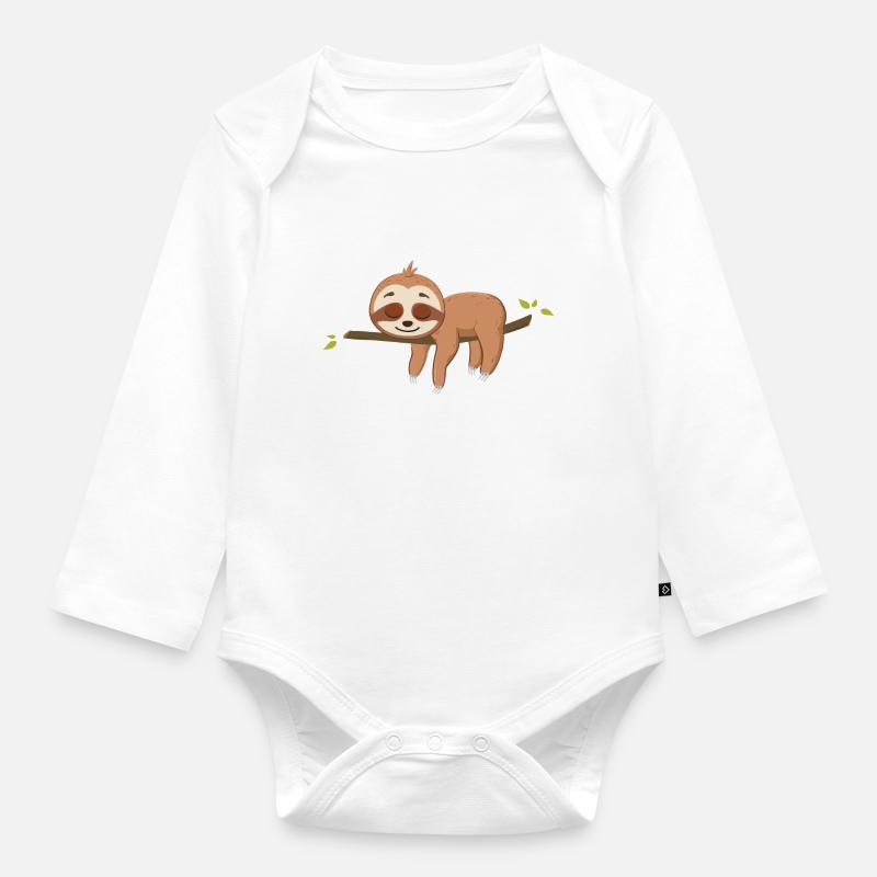 Faultier - Baby Bio-Langarm-Body - Weiß