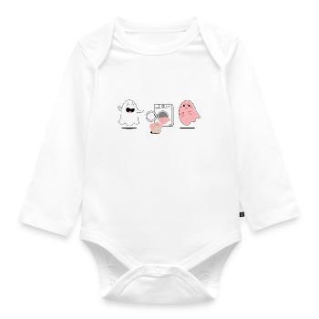 Faded ghost - Organic Longsleeve Baby Bodysuit - white - Front
