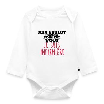 je suis infirmière - Body Bébé bio manches longues - blanc - Devant