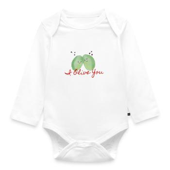 Olive - Organic Longsleeve Baby Bodysuit - white - Front