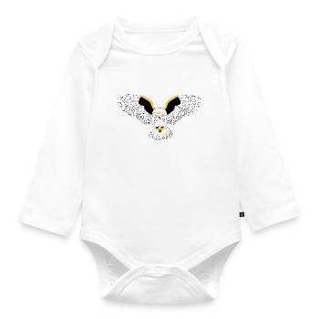 Gufo gufo - Body ecologico per neonato a manica lunga - bianco - Fronte