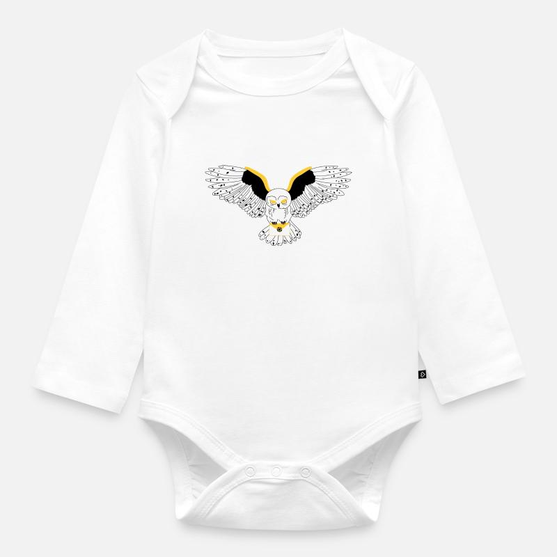 Euleneule - Baby Bio-Langarm-Body - Weiß