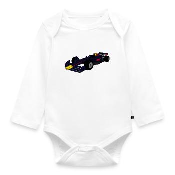 Formel Rennwagen Bulle - Baby Bio-Langarm-Body - Weiß - Vorne
