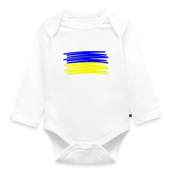 Ukraine Stroke Brush Stroke - Organic Longsleeve Baby Bodysuit - white - Front