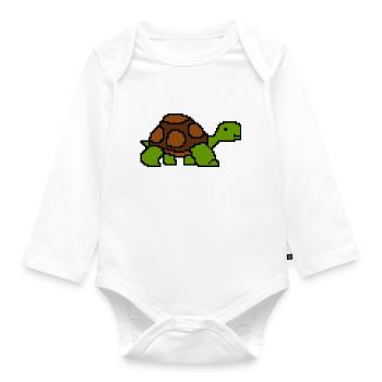 Landschildkröte Schildkröte Pixelart Retro - Baby Bio-Langarm-Body - Weiß - Vorne