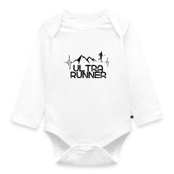 Ultra Runner berge & Herzschlag - Baby Bio-Langarm-Body - Weiß - Vorne