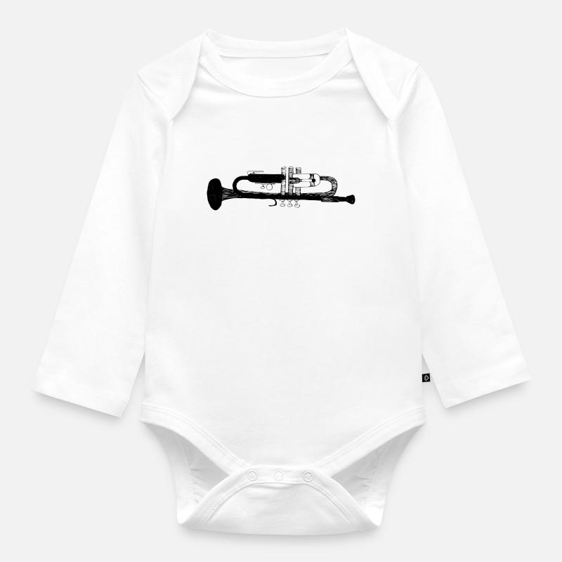 Trompette - Body Bébé bio manches longues - blanc