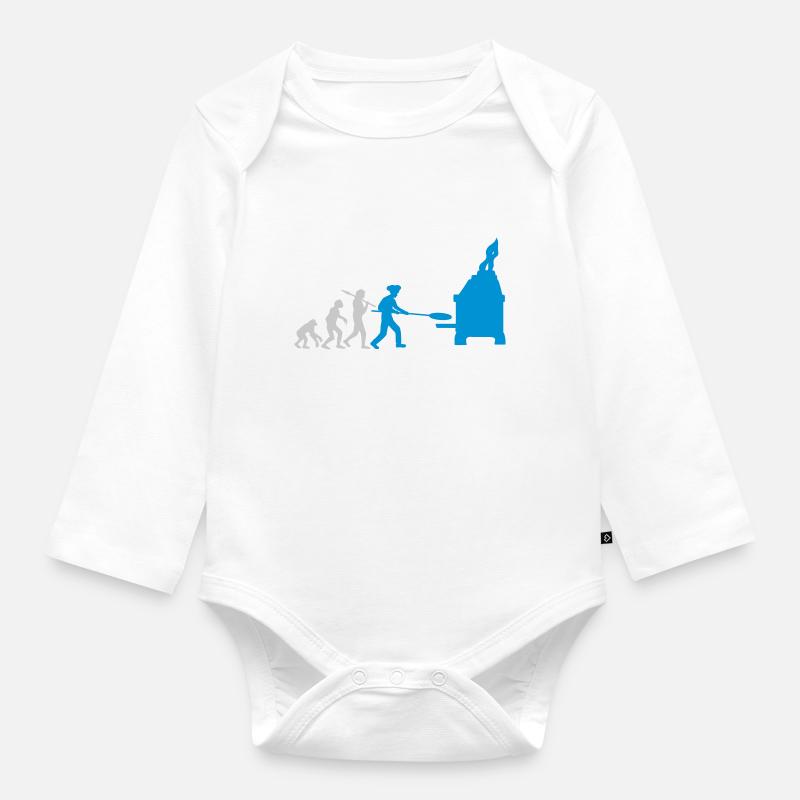 Pizza Bäcker Evolution - Baby Bio-Langarm-Body - Weiß