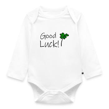 Good Luck - Organic Longsleeve Baby Bodysuit - white - Front
