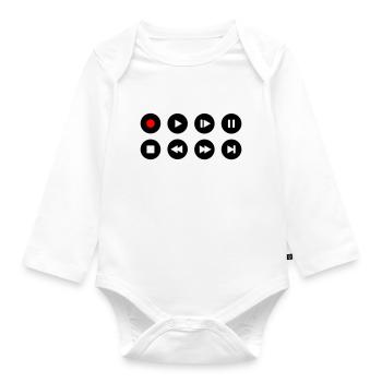 Music Video Player Buttons Play Icons Icons - Organic Longsleeve Baby Bodysuit - white - Front