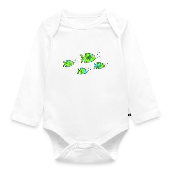 Fish Water Sea Graffiti Dessin des enfants Nature - Body Bébé bio manches longues - blanc - Devant