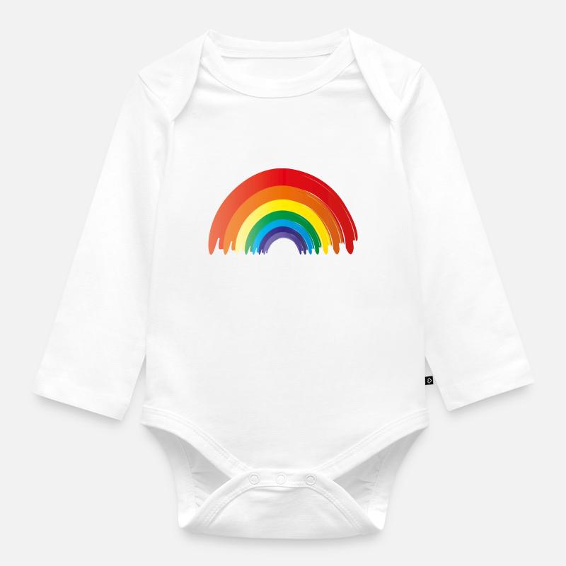 regenbogen - pride - Baby Bio-Langarm-Body - Weiß