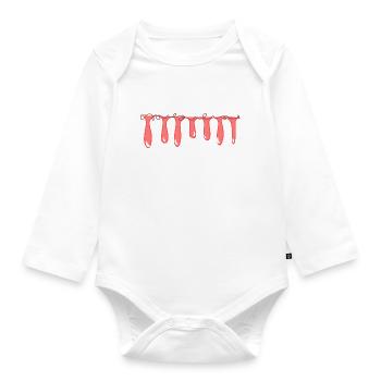 trait de motif de slime rouge - Body Bébé bio manches longues - blanc - Devant