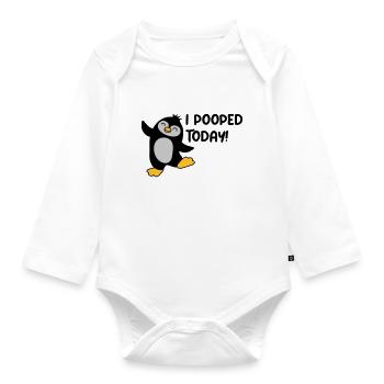 I pooped today Penguin - Organic Longsleeve Baby Bodysuit - white - Front