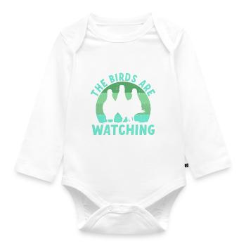 Birds Are Watching - Organic Longsleeve Baby Bodysuit - white - Front