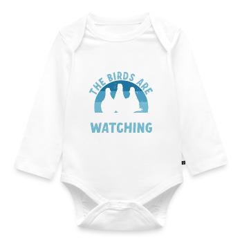Birds Are Watching - Organic Longsleeve Baby Bodysuit - white - Front