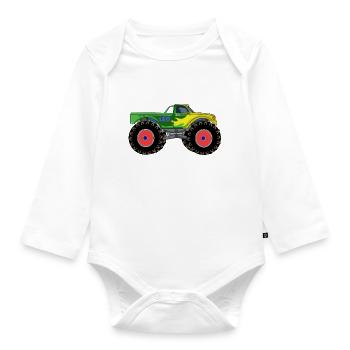 Monstertruck für Jungen Leo Leonard Leopold Leon - Baby Bio-Langarm-Body - Weiß - Vorne