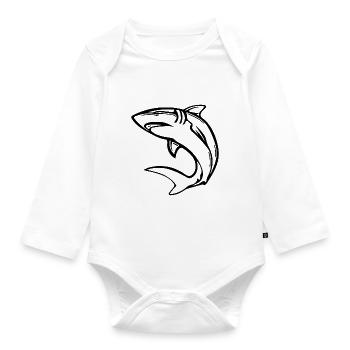 Elegant deep-sea shark - Organic Longsleeve Baby Bodysuit - white - Front
