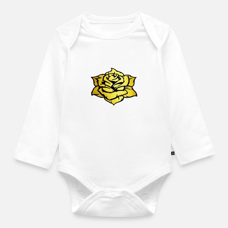 rose dorée - Body Bébé bio manches longues - blanc