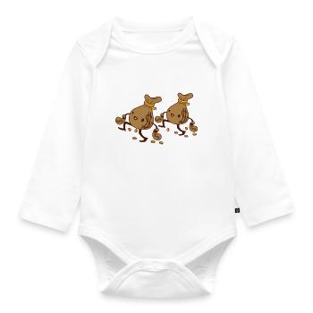 2 gehende Geldsäcke Freunde - Baby Bio-Langarm-Body - Weiß - Vorne