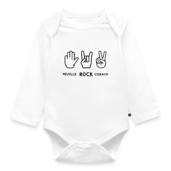 feuille rock ciseaux - Body Bébé bio manches longues - blanc - Devant