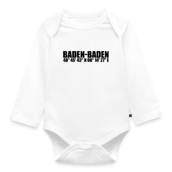 Baden-Baden Koordinaten - Baby Bio-Langarm-Body - Weiß - Vorne