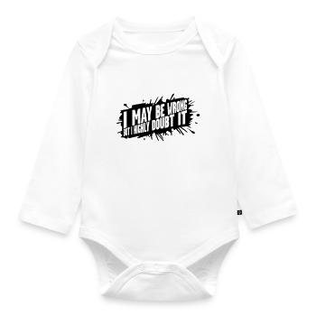 I may be wrong - Organic Longsleeve Baby Bodysuit - white - Front