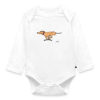 Ein junger Windhund, der geboren wurde, um zu laufen - Baby Bio-Langarm-Body - Weiß - Vorne